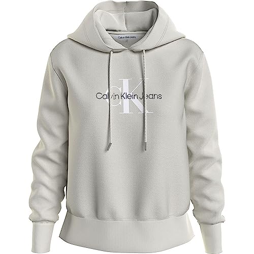 Calvin Klein Jeans Damska bluza z kapturem Archival Monologo, biały, XL
