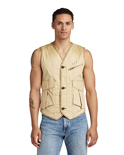G-STAR RAW Męska kurtka Washed Cargo Vest, beżowy/khaki (Hemp Vintage Gd 9740-d297), S