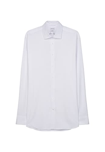 Seidensticker Męska koszula biznesowa, bez prasowania, taliowany krój, z długim rękawem, kołnierz kent, mieszanka syntetyków, biały, 43