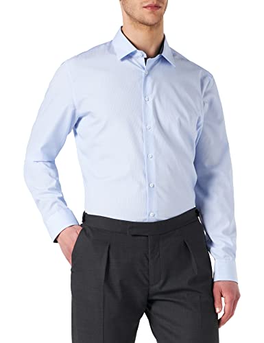 Seidensticker Męska koszula biznesowa – slim fit – nie wymaga prasowania – kołnierz typu kent – długi rękaw – 100% bawełna, jasnoniebieski, 43