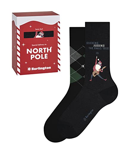 Burlington X-Mas Gift Box męskie pudełko na prezent z bawełny, z wzorem 2 pary skarpet, wielokolorowe (asortyment 0020), 40-46 (2 sztuki)