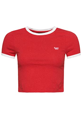 Superdry Vintage Ringer Crop tee Koszula damska, Varsity Red Marl/Optic White, 40