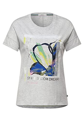 Cecil Damska koszulka z nadrukiem z przodu, B317862, biały melanż, L