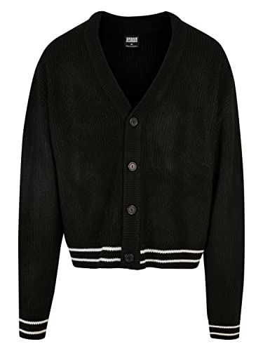 Urban Classics Sporty Boxy Cardigan, modny męski kardigan z dzianiny o kroju oversize, dostępny w wielu kolorach, rozmiarach S-5XL, czarny, 3XL