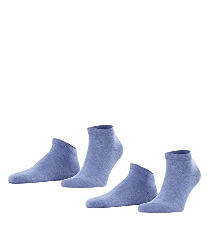 FALKE Mężczyźni Skarpety do trampek Happy 2-Pack M SN Bawełna krótkie jednokolorowe 2 Pak, Niebieski (Light Denim 6660), 39-42