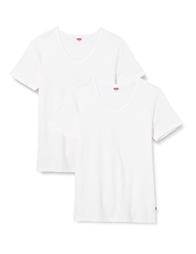 Levi's Męski T-shirt Levis Men z dekoltem w serek, 2 sztuki w opakowaniu, biały (White 300), S