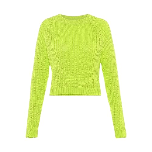 myMo Damski sweter z dzianiny z dzianiny limonka XL/XXL