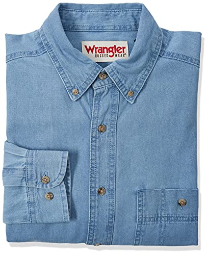 Wrangler Męska koszula dżinsowa Rugged Wear Basic z jedną kieszenią, NIEBIESKI, XXL