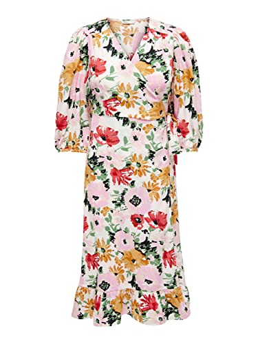 ONLY Damska sukienka midi, Cloud Dancer/Kamil Flower, M