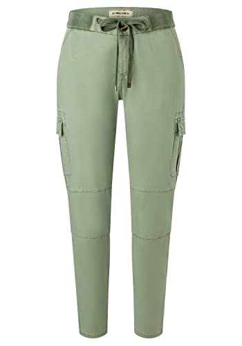 Timezone Damskie spodnie Slim MalikaTZ 7/8 casualowe, Oil Green, 28, khaki-zielony (Oil Green), 28