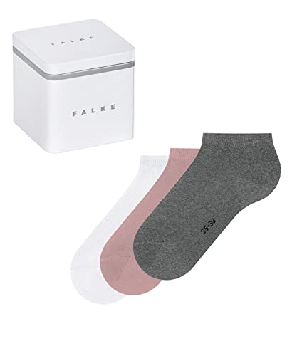 FALKE Kobiety Skarpety do trampek Happy Box Uni 3-Pack W SN Bawełna krótkie jednokolorowe 3 Pak, Wielokolorowy (Sortiment 0020), 39-42