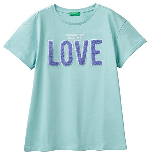United Colors of Benetton Koszulka dziewczęca z krótkim rękawem, Acquamarina 3l7, L (Krótki)