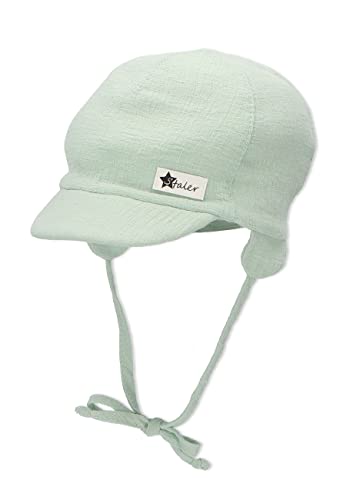Sterntaler Chłopięca czapka z daszkiem do wiązania papierowy kapelusz przeciwsłoneczny, średni zielony, 35