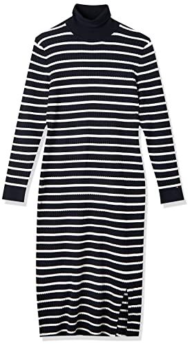 Tommy Hilfiger Damska sukienka obcisła ze zrolowanym dekoltem, STP Desert Sky/Ecru, XL, Stp Desert Sky/Ecru, XL