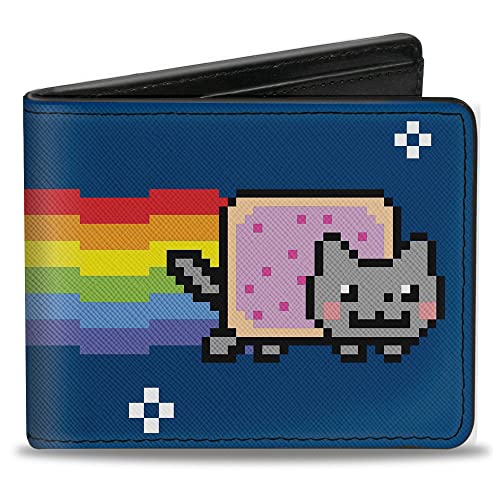 Buckle-Down Męski zapinany bifold PU - niebieski portfel Nyan Cat, wielobarwny, 4.0
