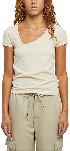 Urban Classics Damski T-shirt damski Organic Asymetryczny Neckline Tee Whitesand 3XL, Whitesand, 3XL