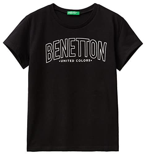 United Colors of Benetton Koszulka dziewczęca z krótkim rękawem, Nero 100, S