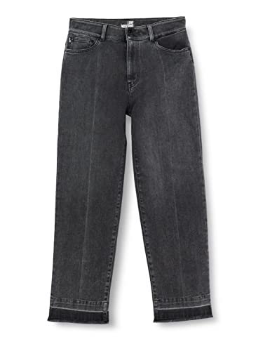 Love Moschino Cropped Denim z logo Back Tag Spodnie damskie, Czarny dżins, 34