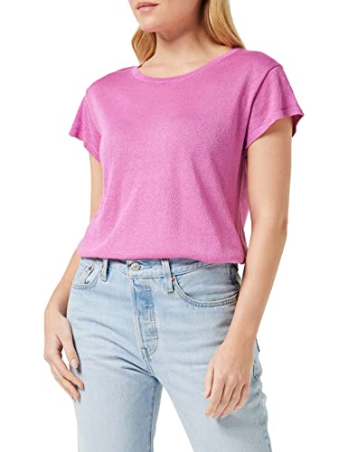 Minus Damska koszulka z dzianiny Carlina, super różowa Lurex, XL, Super różowy lureks, XL