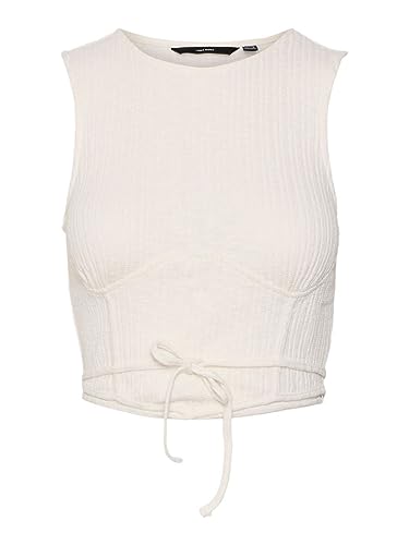 VERO MODA Women's VMCAMMA SL Crop JRS Top, Snow White, XL, Snow White, XL