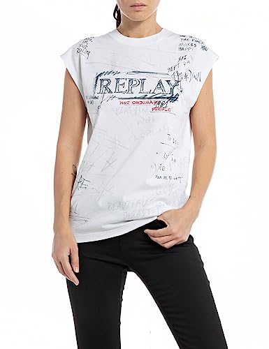 Replay T-shirt damski regular fit, 001 White, M