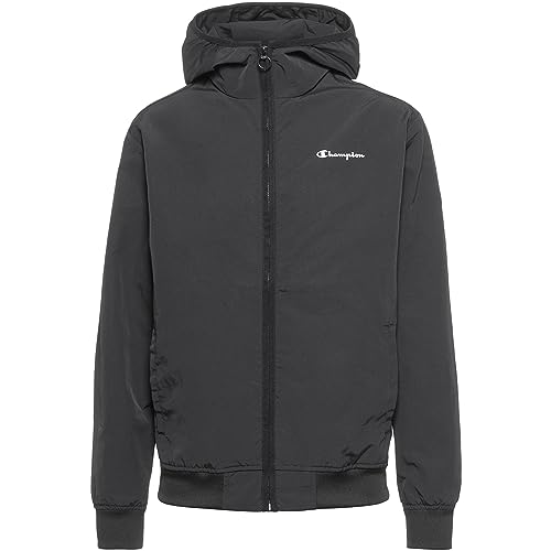 Champion Męska kurtka z kapturem Legacy Outdoor powlekana, tkana, nylonowa, małe logo, czarna, S