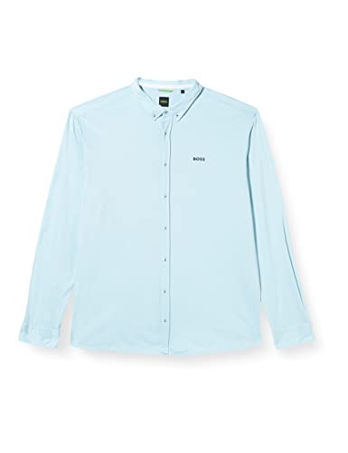 BOSS BIADO R Regular -Fit męska koszula z dwukolorowej bawełny, Light/Pastel Blue451, 5XL