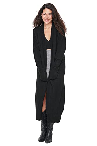 Trendyol Damski kardigan z dzianiny oversize z dekoltem w serek, Czarny, S