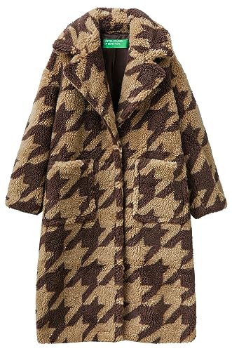 United Colors of Benetton Płaszcz damski, Pied De Poule Brązowy E Beżowy 68g, S