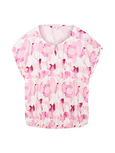 TOM TAILOR damska koszulka plus size, 31803 – wzór w różowych kształtach, 46