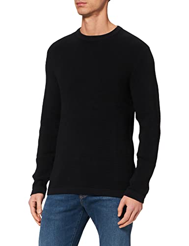 SELECTED HOMME Sweter męski z dzianiny waflowej, czarny, XL