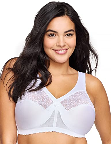Glamorise MagicLift oryginalny biustonosz podtrzymujący pełny rozmiar plus size bez fiszbin #1000, biały, 80K