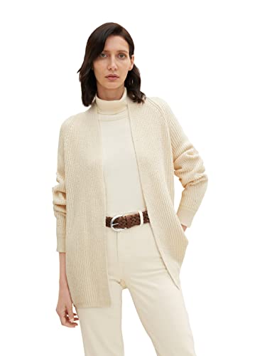 TOM TAILOR Damski Kardigan z kołnierzem szalowym 1035831, 28130 - Soft Buttercream, XXL