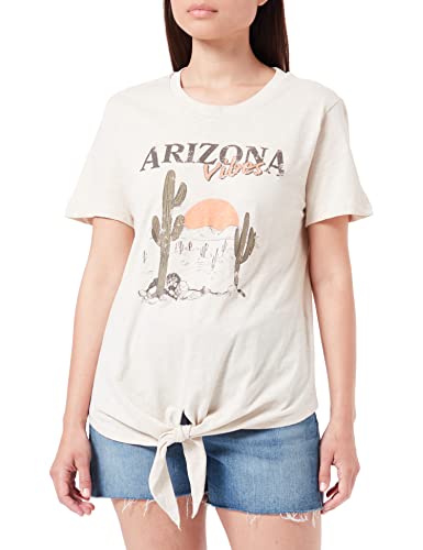 ONLY Women's ONLKARINA S/S Desert Knot TOP Box JRS T-Shirts & Tops, Pumice Stone/Print:Arizona, S