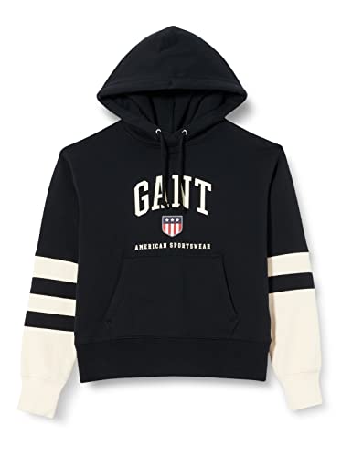 GANT Damski sweter z kapturem, czarny, M