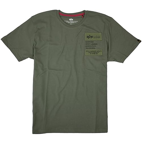 ALPHA INDUSTRIES Patch T Lf Koszulka męska, 142-Dark Olive, XS