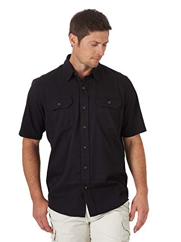 Wrangler Authentics Męska koszula z krótkim rękawem 'Weather Anything', czarny onyks, M