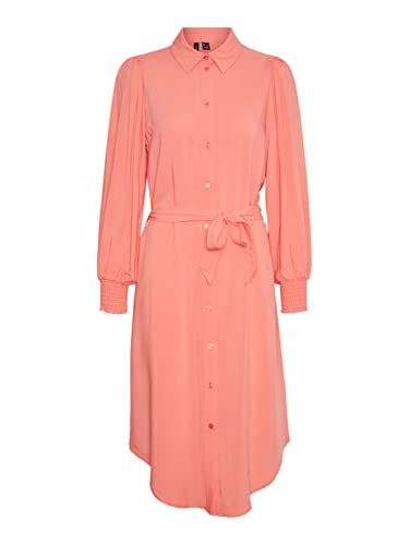 VERO MODA Vmsara Ls Calf Shirt Dress WVN sukienka, ge peach, XL