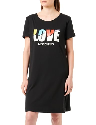 Love Moschino Damska sukienka z krótkim rękawem, czarna, rozmiar 42 (DE), czarny, 42