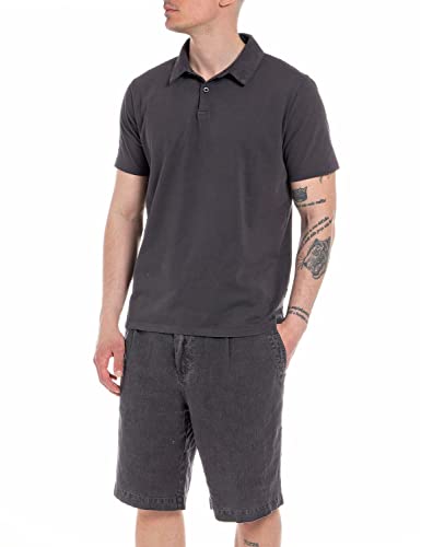 Replay Męska koszulka polo z krótkim rękawem z bawełny, 391 Dark Grey, M