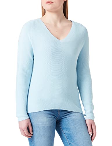 s.Oliver Damski sweter z dekoltem w serek z długim rękawem, niebieski, 34
