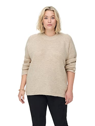 ONLY Carmakoma Damski sweter z dzianiny Curvy z długim rękawem, Whitecap Gray/Szczegóły: biały melanż, 50/52