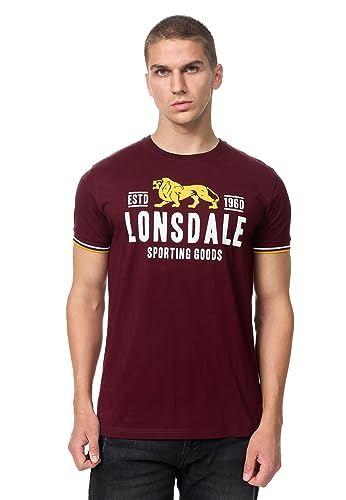 Lonsdale Blagh t-shirt męski, Oxblood/Yellow/White, M, 117452
