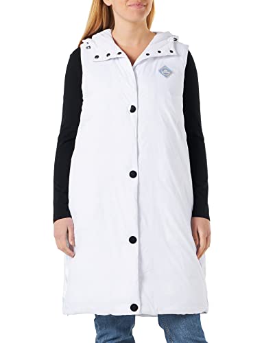 Armani Exchange Damska kurtka Sustainable, Sleeveless, Hoodie, Side Logo Plate Insulated Jacket, Optical White, Medium, optical white, M