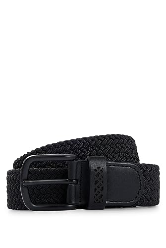BOSS Sash-BB-Las Sz35 męski pasek tkany ze skórzanymi detalami, czarny (Black1), 90