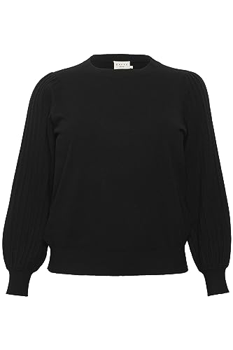 Kaffe Curve Plus Size Damski sweter zrelaksowany dopasowany długi rękaw Crew Neck damski, Głęboka czerń, M duże rozmiary