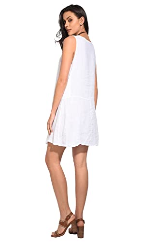 Bonateks damska sukienka 100% lniana wyprodukowana we Włoszech, długa sukienka z okrągłym dekoltem, pustynia, rozmiar: XL, Pustynia, XL