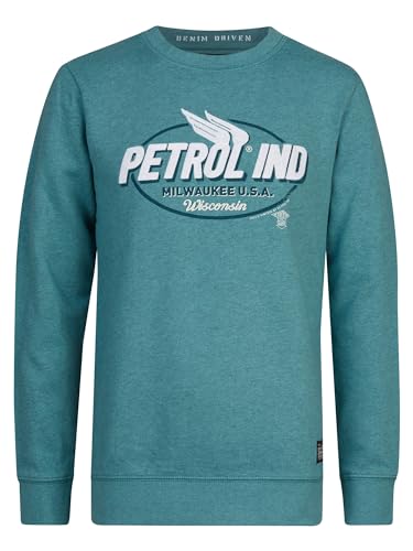 Petrol Industries Boys Sweater Round Neck Print Bluza dziecięca, Światło Cyaan, 8 lat