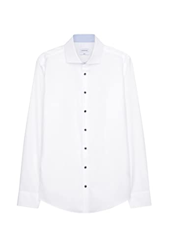 Seidensticker Męska koszula Slim Fit z długim rękawem, popelina, biała, 41