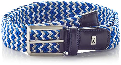 BRAX Style Elastischer Flechtgürtel Pasek męski, Granatowy/Biały (23), 90